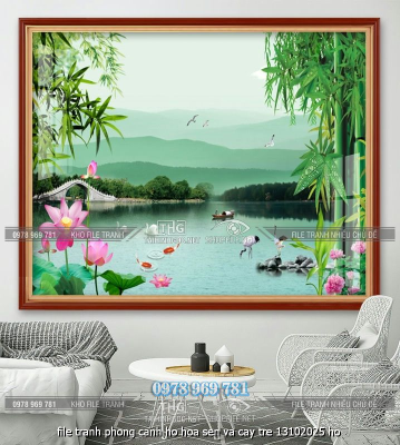 file tranh phong canh ho hoa sen va cay tre 13102025 ho