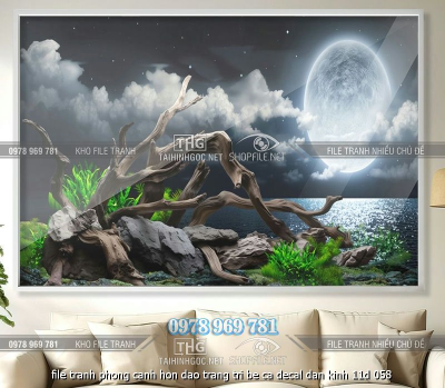 file tranh phong canh hon dao trang tri be ca decal dan kinh 11d 058