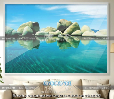 file tranh phong canh mat bien trang tri be ca decal dan kinh 12d 023