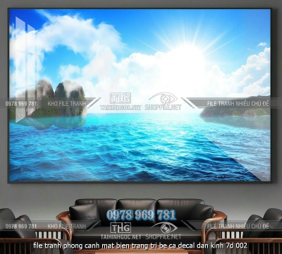 file tranh phong canh mat bien trang tri be ca decal dan kinh 7d 002