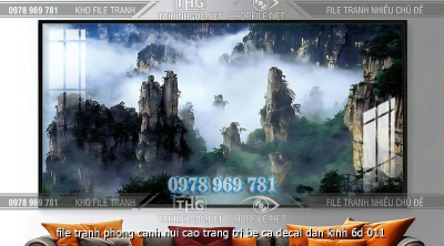 file tranh phong canh nui cao trang tri be ca decal dan kinh 6d 011