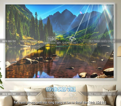 file tranh phong canh nui rung trang tri be ca decal dan kinh 15d 011