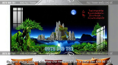 file tranh phong canh nui thu phap cha me trang tri be ca decal dan kinh 6d 113