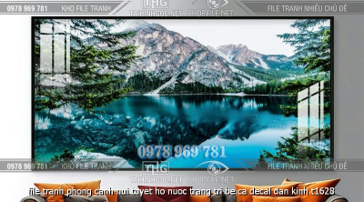 file tranh phong canh nui tuyet ho nuoc trang tri be ca decal dan kinh t1628