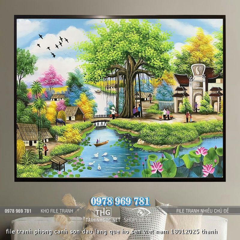 file tranh phong canh son dau lang que ho sen viet nam 18012025 thanh