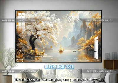 file tranh phong canh son dau phong thuy ghep huou 11042025 phu