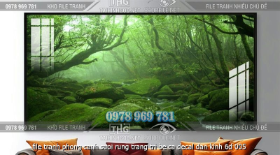 file tranh phong canh suoi rung trang tri be ca decal dan kinh 6d 005
