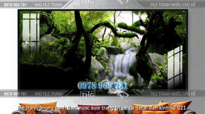 file tranh phong canh thac nuoc suoi trang tri be ca decal dan kinh 5d 021