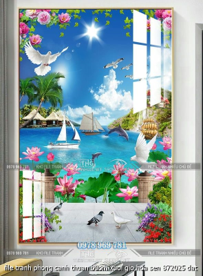 file tranh phong canh thuan buom xuoi gio hoa sen 872025 dat