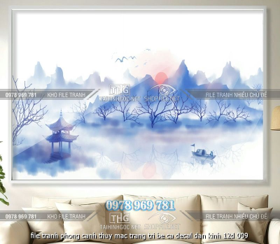 file tranh phong canh thuy mac trang tri be ca decal dan kinh 12d 009