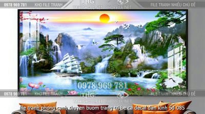 file tranh phong canh thuyen buom trang tri be ca decal dan kinh 5d 085