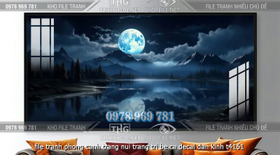 file tranh phong canh trang nui trang tri be ca decal dan kinh t4161