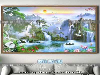 file tranh phong canh trang tri be ca decal dan kinh 2708