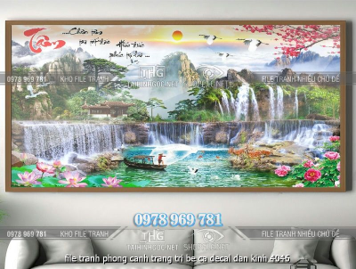 file tranh phong canh trang tri be ca decal dan kinh 4046