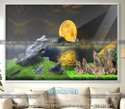 file tranh phong canh trang vang trang tri be ca decal dan kinh 11d 097