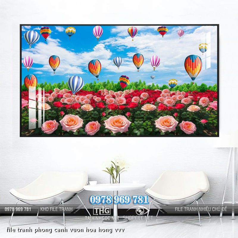 file tranh phong canh vuon hoa hong vvv