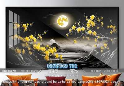 file tranh phong nen background be ca ho ca hoa vang trang 18072024 dao