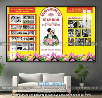 file tranh khong gian van hoa bac ho phong nen background khong van hoa tuong bac ho chi minh