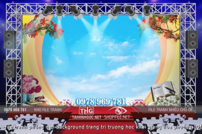 file tranh phong nen background trang tri truong hoc khai giang hoa phuong 10102024 phu