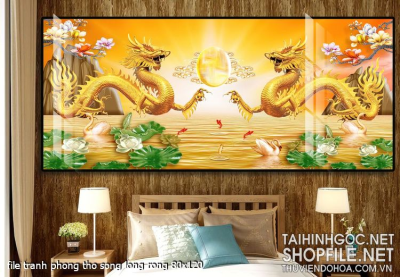 file tranh phong tho song long rong 80x120