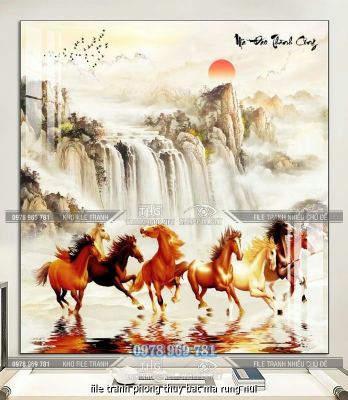 file tranh phong thuy bat ma rung nui