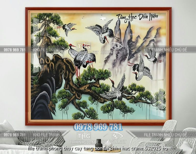 file tranh phong thuy cay tung bonsai chim hac crane 532025 ho