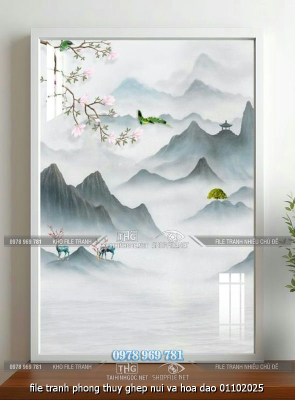 file tranh phong thuy ghep nui va hoa dao 01102025