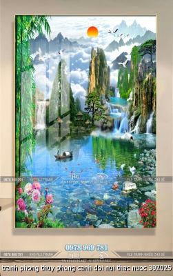 file tranh phong thuy phong canh doi nui thac nuoc 392025 ho