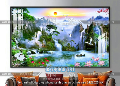 file tranh phong thuy phong canh thac nuoc hoa sen 1422025 ho