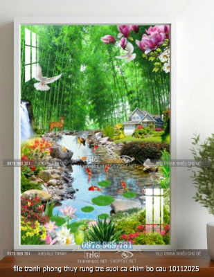 file tranh phong thuy rung tre suoi ca chim bo cau 10112025