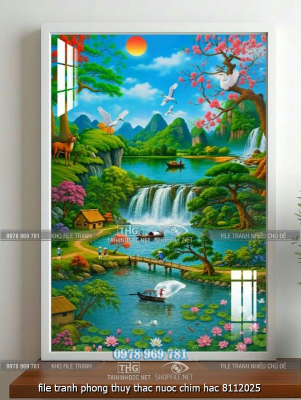 file tranh phong thuy thac nuoc chim hac 8112025