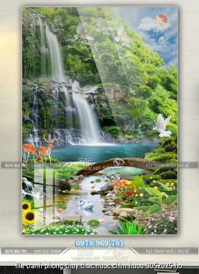 file tranh phong thuy thac nuoc chim huou 3052025 ho