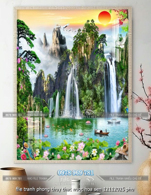 file tranh phong thuy thac nuoc hoa sen 12112025 phu