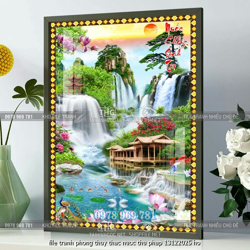 file tranh phong thuy thac nuoc thu phap 13122025 ho