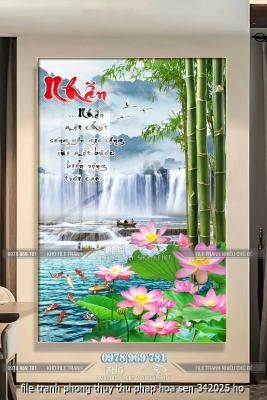 file tranh phong thuy thu phap hoa sen 342025 ho