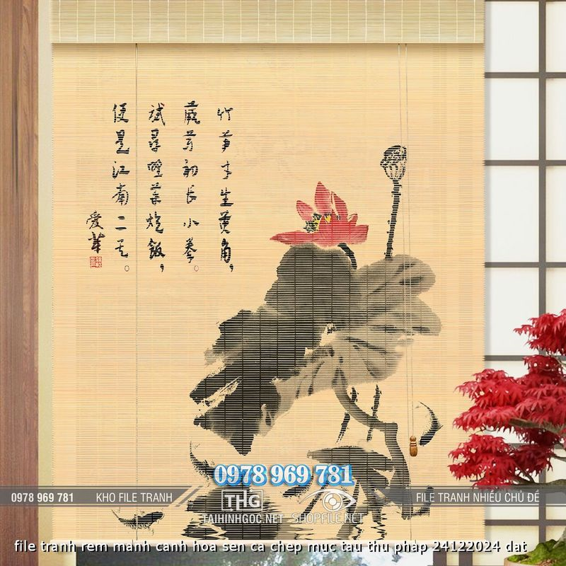 file tranh rem manh canh hoa sen ca chep muc tau thu phap 24122024 dat