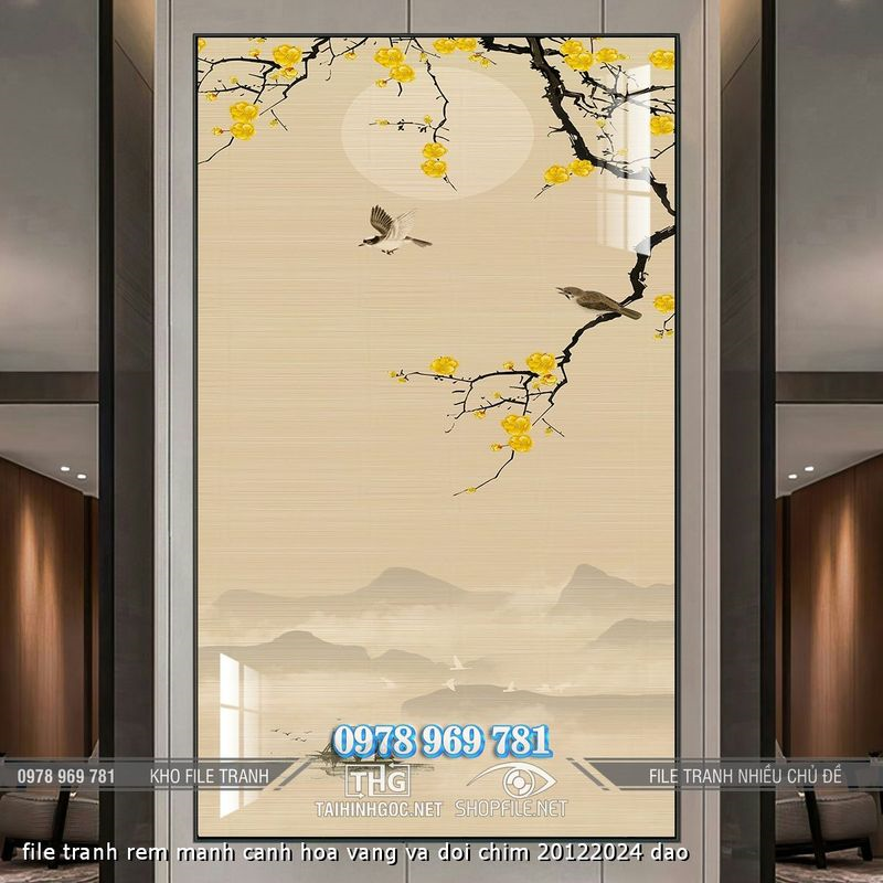 file tranh rem manh canh hoa vang va doi chim 20122024 dao