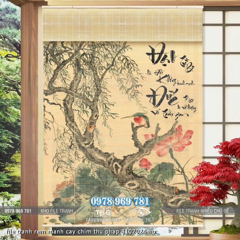 file tranh rem manh cay chim thu phap 8102024 ho