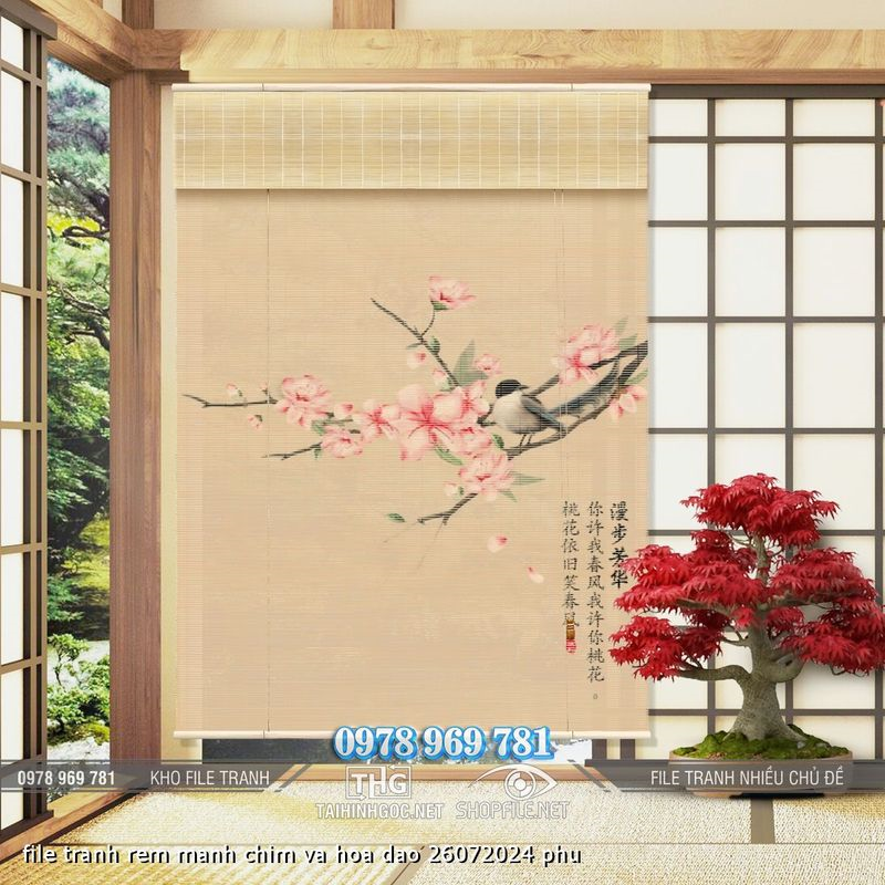 file tranh rem manh chim va hoa dao 26072024 phu