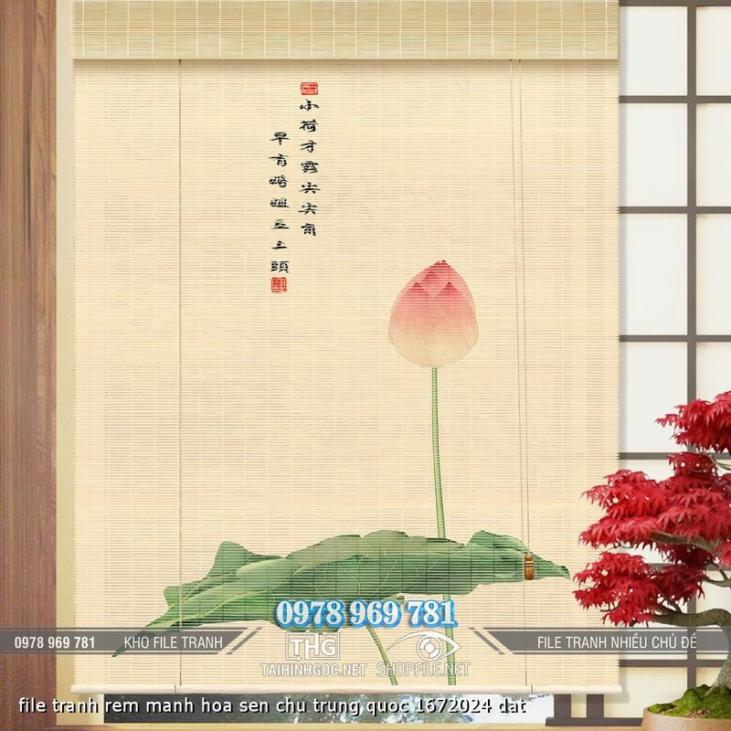 file tranh rem manh hoa sen chu trung quoc 1672024 dat