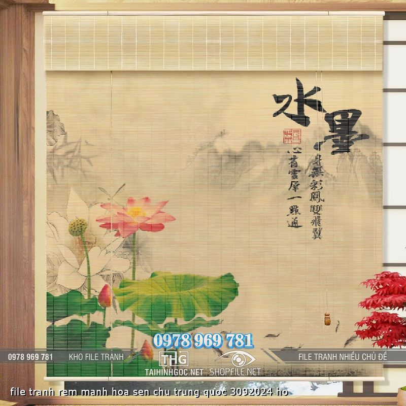 file tranh rem manh hoa sen chu trung quoc 3092024 ho