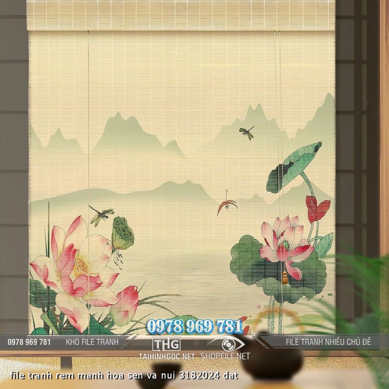 file tranh rem manh hoa sen va nui 3182024 dat