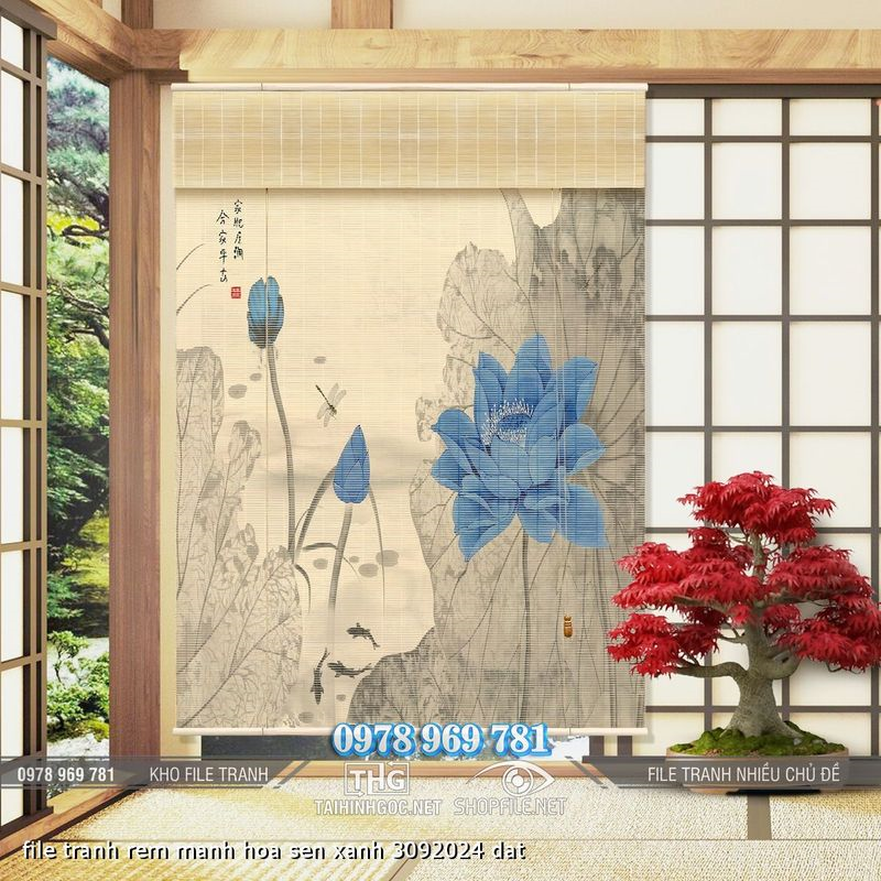 file tranh rem manh hoa sen xanh 3092024 dat