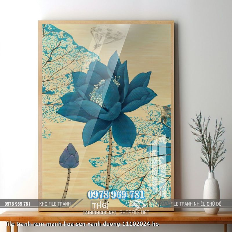 file tranh rem manh hoa sen xanh duong 11102024 ho