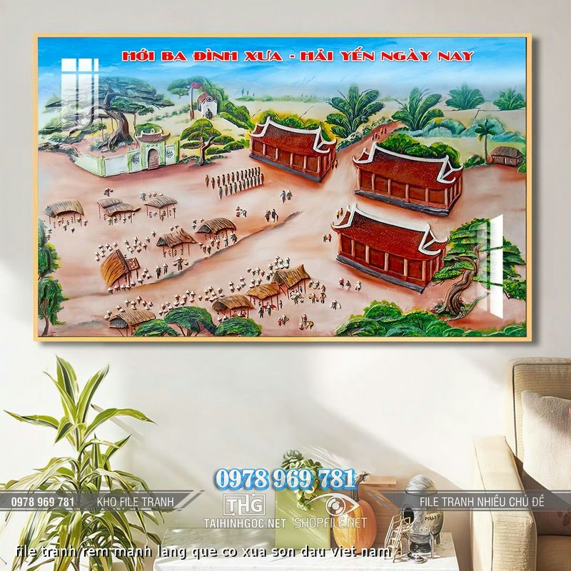 file tranh rem manh lang que co xua son dau viet nam