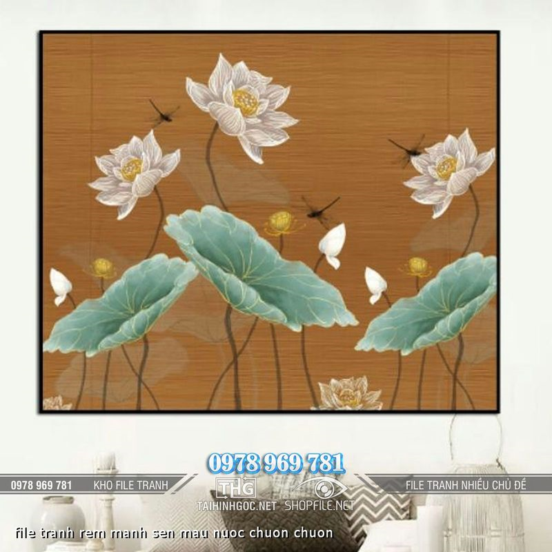 file tranh rem manh sen mau nuoc chuon chuon