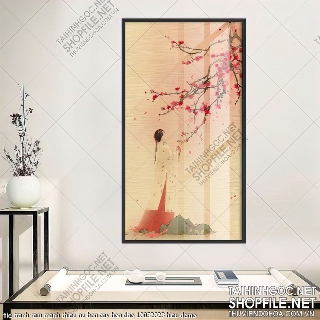 file tranh rem manh thieu nu ben cay hoa dao 10032023 hieu