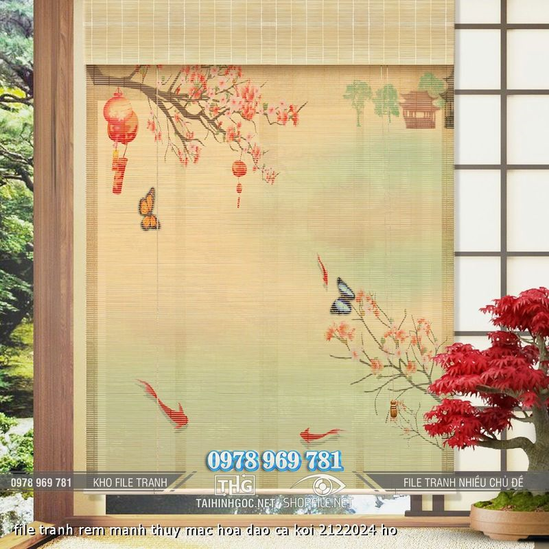 file tranh rem manh thuy mac hoa dao ca koi 2122024 ho