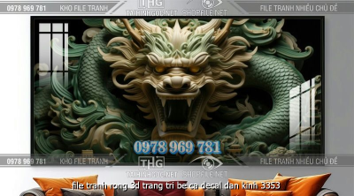 file tranh rong 3d trang tri be ca decal dan kinh 3353