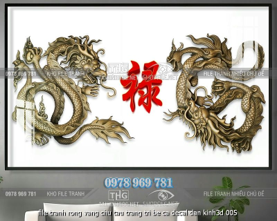 file tranh rong vang chu tau trang tri be ca decal dan kinh3d 005